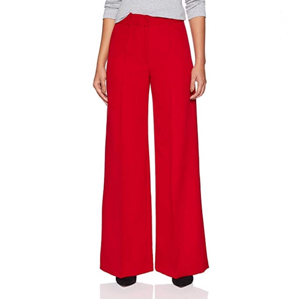 Milly Hayden Wide Leg Pintuck Trousers Pants 2 Red